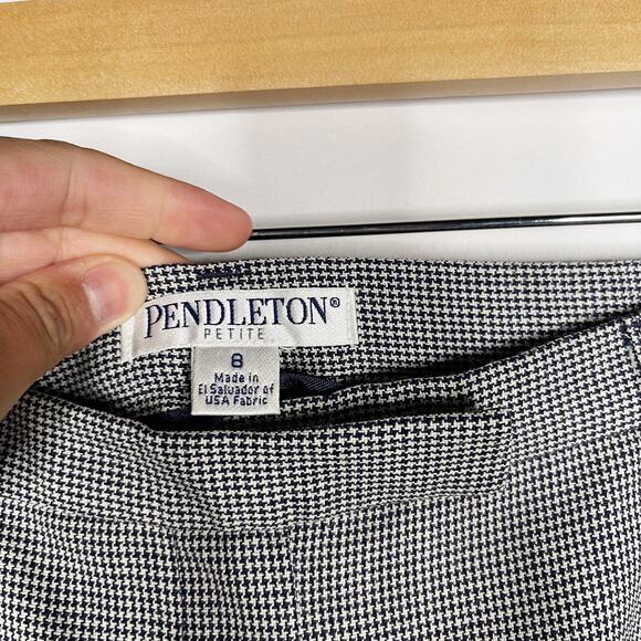 Pendleton Womens 8P Black White Houndstooth Straight Leg Trouser Dress Pant Wool - Picture 9 of 11